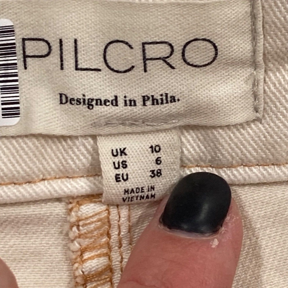 Anthropologie Pilcro Womens Skirt Size 6 Cream Denim Mini Light Academia - Picture 9 of 13